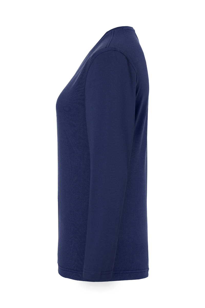 Langarmshirt Damen Marine – Langarm Damen Workwear Shirt Casual-Flair, Detailansicht
