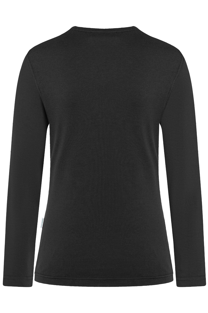 Langarmshirt Damen Schwarz – Langarm Damen Workwear Shirt Casual-Flair, Detailansicht