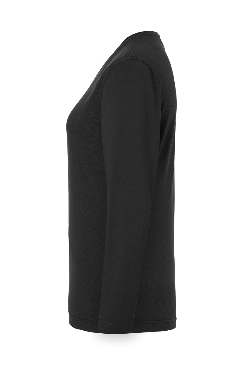 Langarmshirt Damen Schwarz – Langarm Damen Workwear Shirt Casual-Flair, Detailansicht