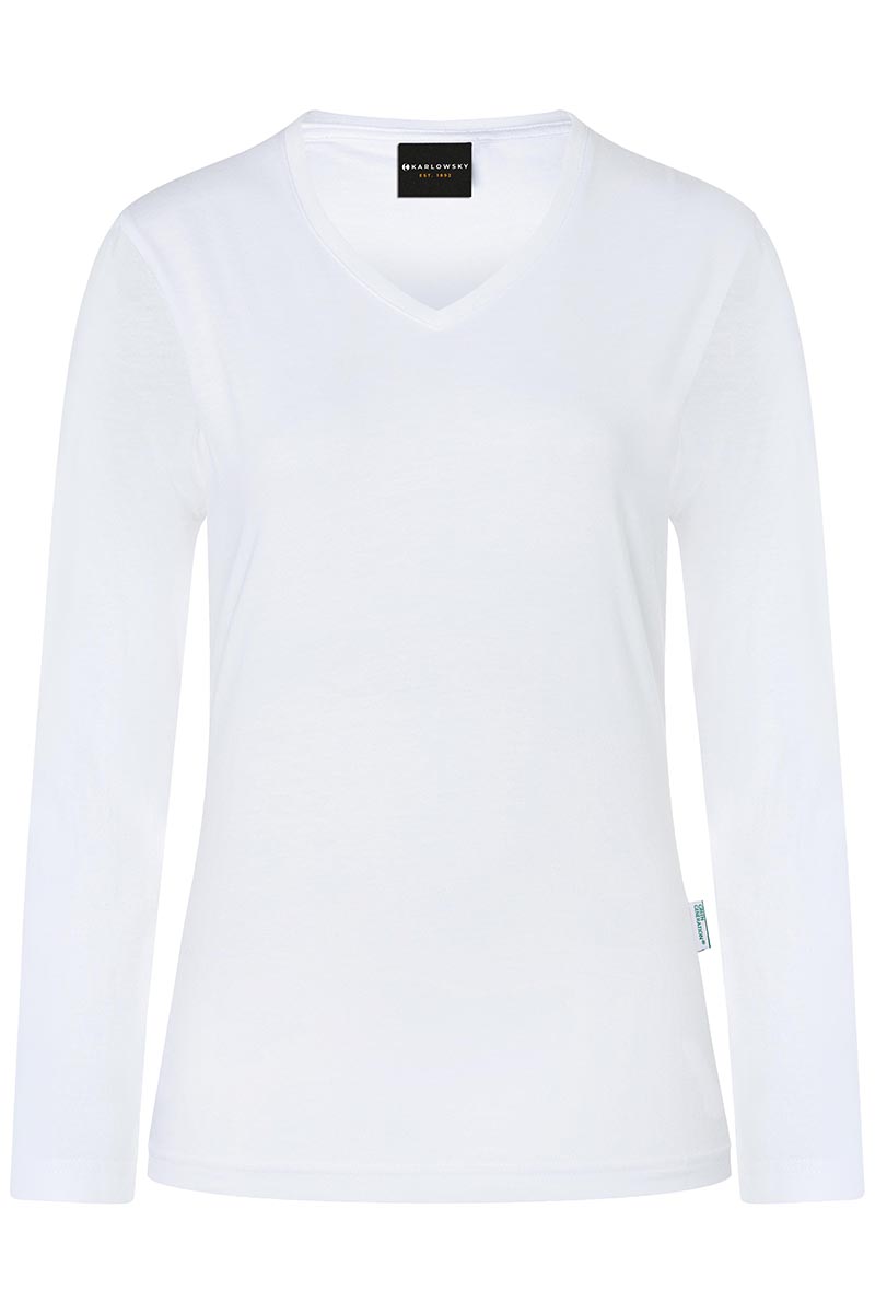 Langarmshirt Damen Weiß – Langarm Damen Workwear Shirt Casual-Flair, Detailansicht