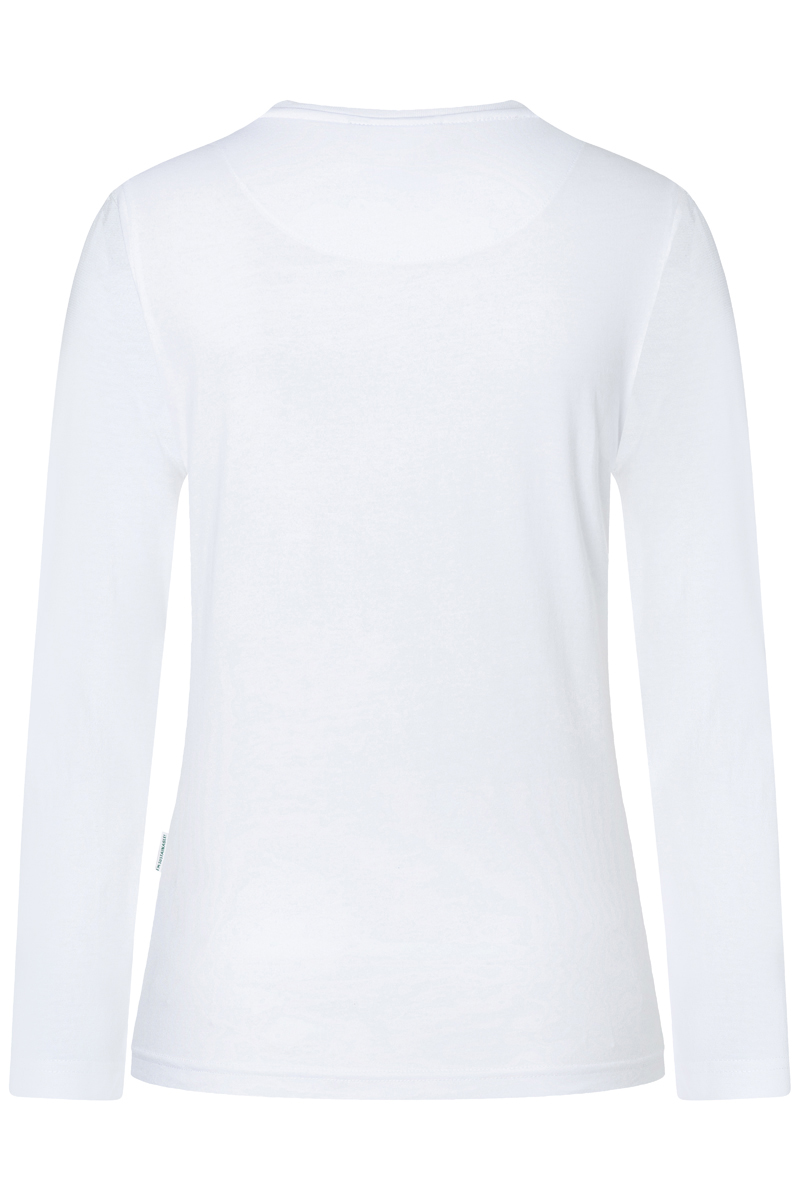 Langarmshirt Damen Weiß – Langarm Damen Workwear Shirt Casual-Flair, Detailansicht