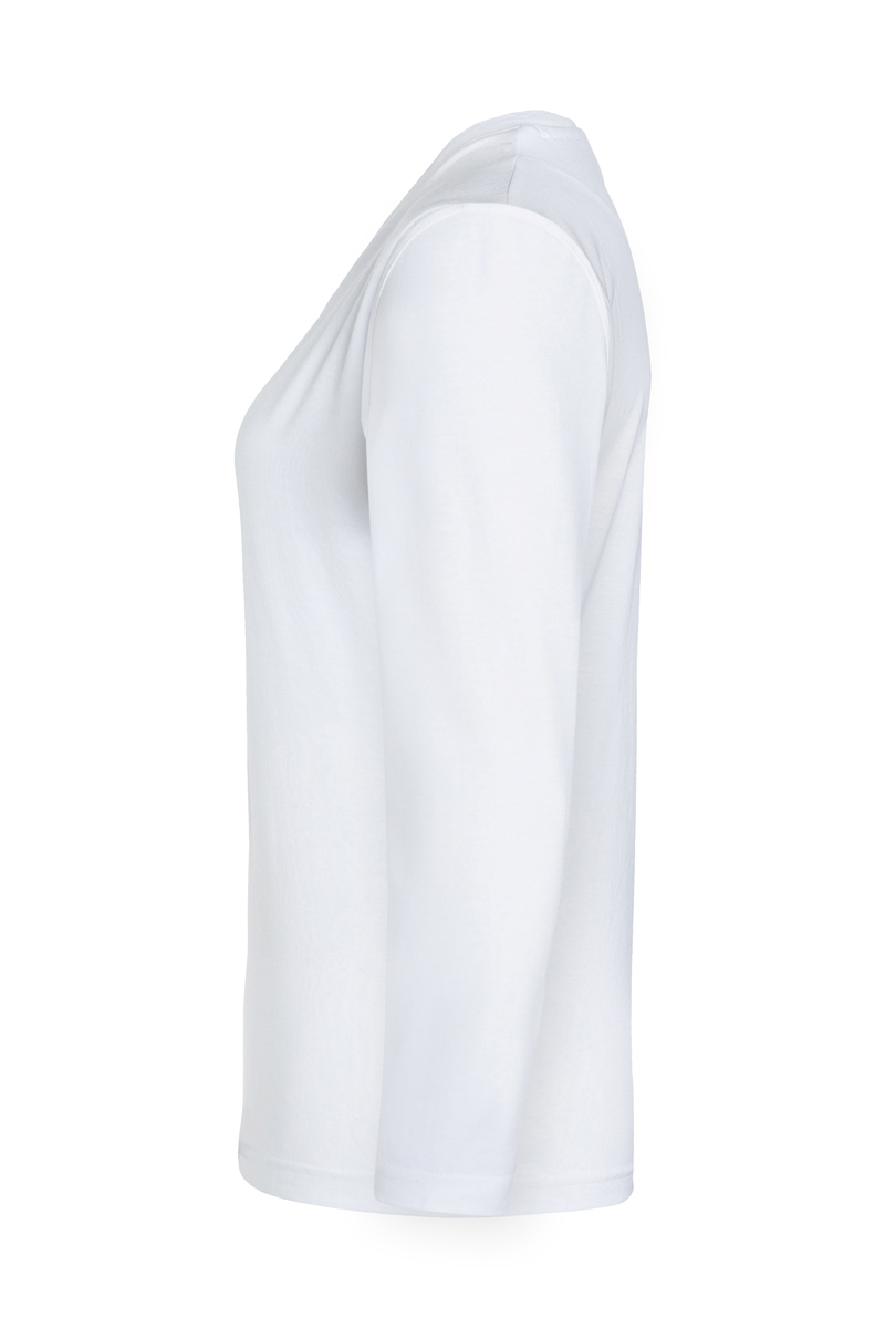 Langarmshirt Damen Weiß – Langarm Damen Workwear Shirt Casual-Flair, Detailansicht