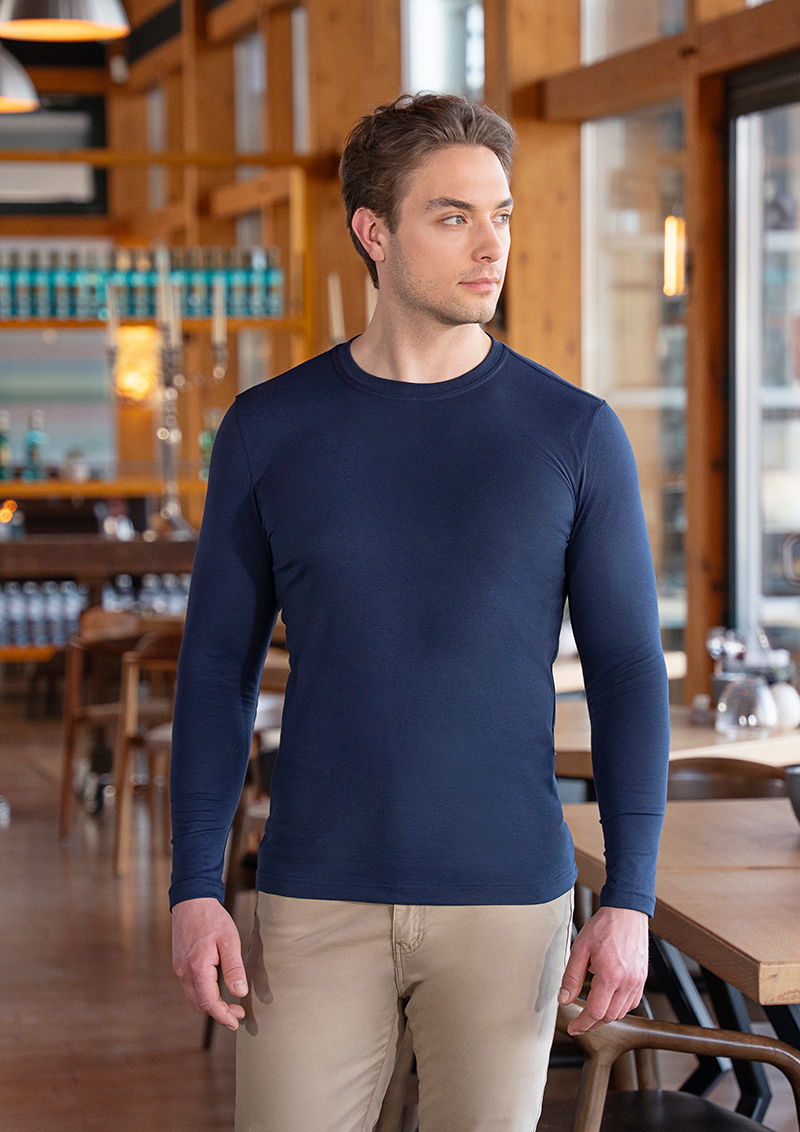 Langarmshirt Herren Marine – Langarm Herren Workwear Shirt Casual-Flair