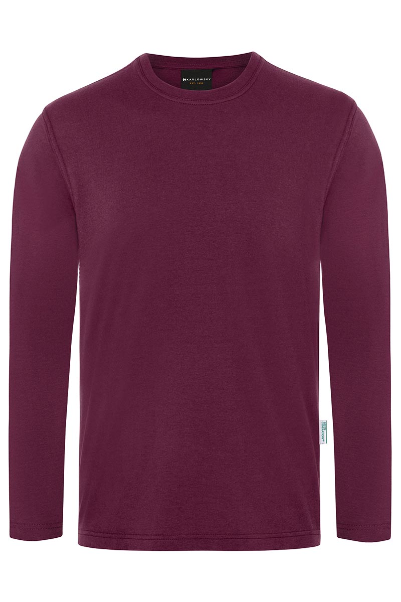 Langarmshirt Herren Aubergine – Langarm Herren Workwear Shirt Casual-Flair, Detailansicht