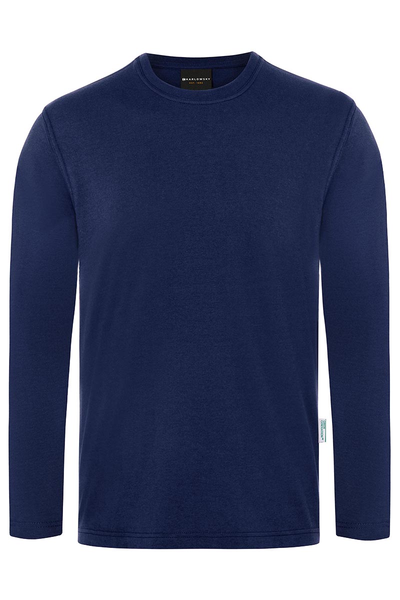 Langarmshirt Herren Marine – Langarm Herren Workwear Shirt Casual-Flair, Detailansicht
