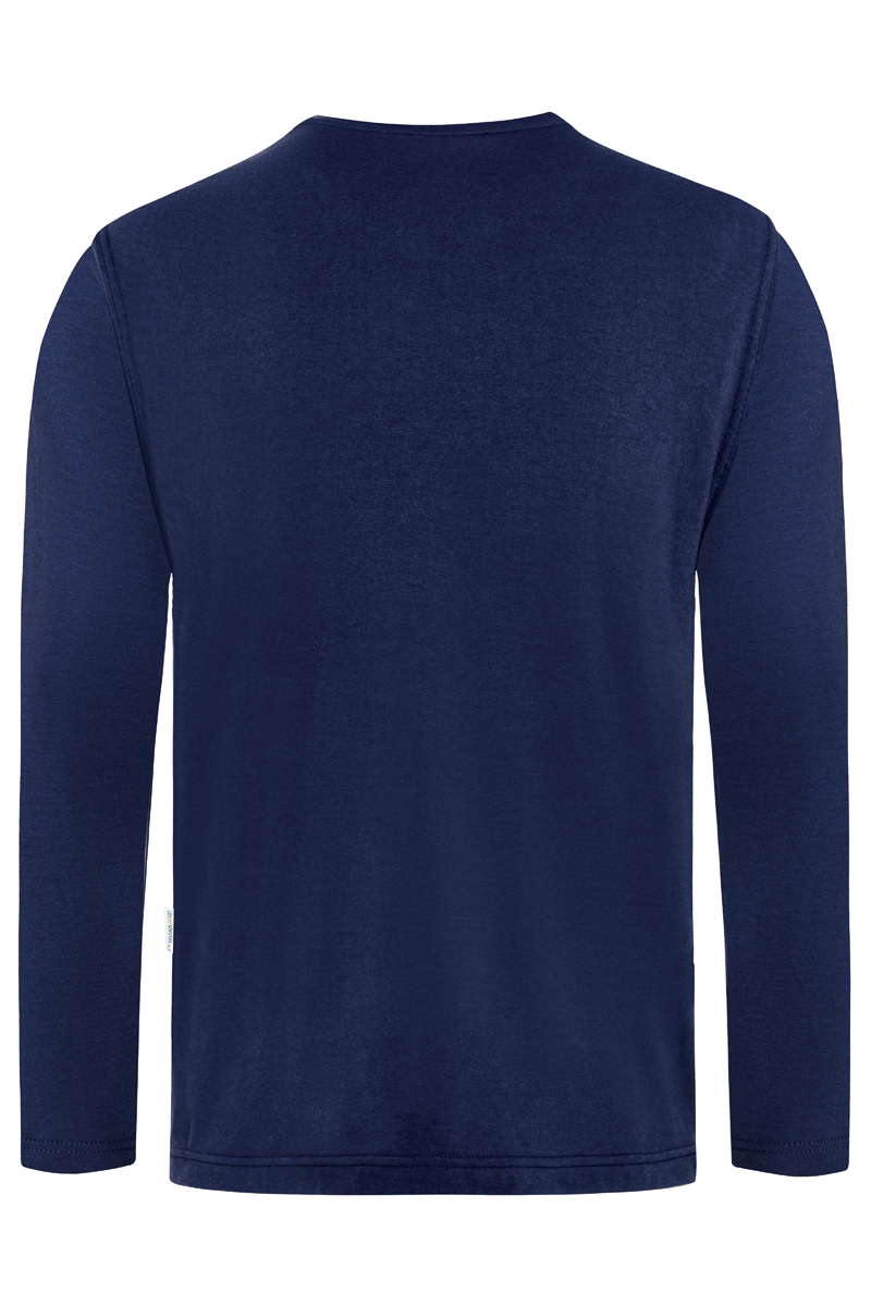 Langarmshirt Herren Marine – Langarm Herren Workwear Shirt Casual-Flair, Detailansicht