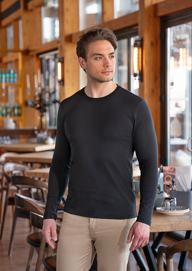 Langarmshirt Herren Schwarz – Langarm Herren Workwear Shirt Casual-Flair