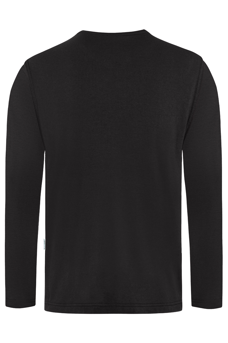 Langarmshirt Herren Schwarz – Langarm Herren Workwear Shirt Casual-Flair, Detailansicht
