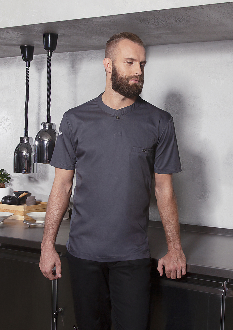 Kochjacke Herren Anthrazit – Kurzarm Arbeitsshirt Performance