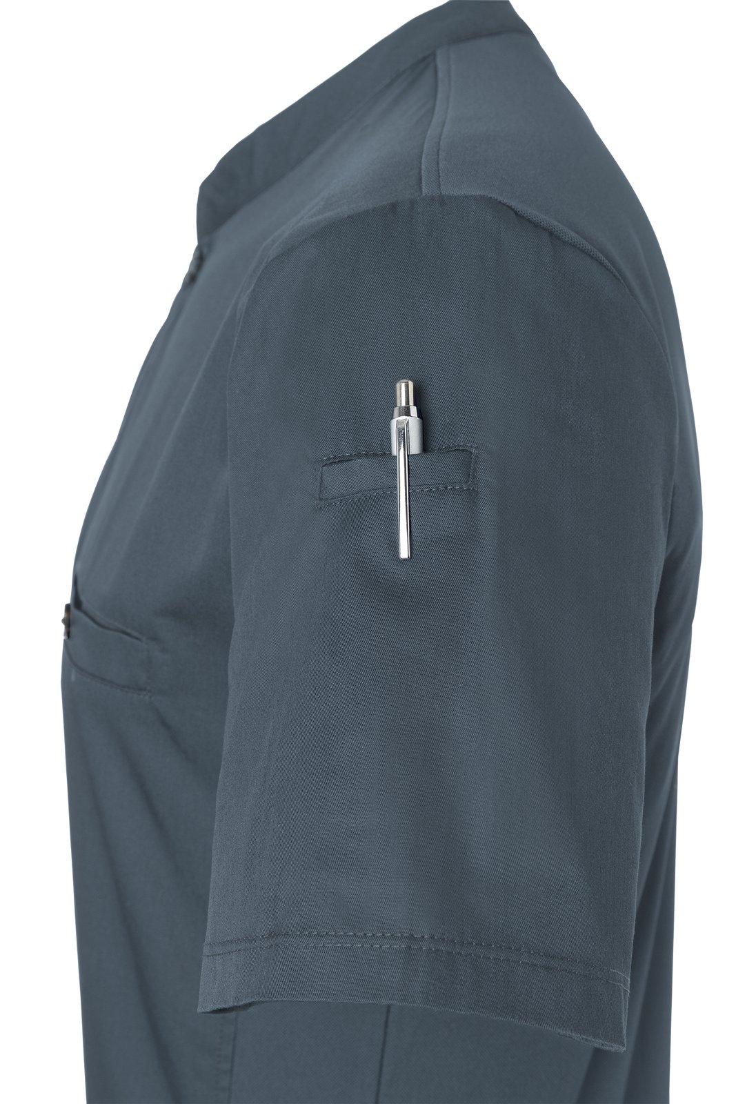 Kochjacke Herren Anthrazit – Kurzarm Arbeitsshirt Performance, Detailansicht