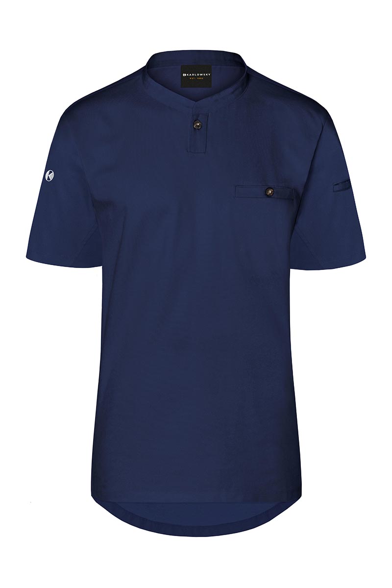 Kochjacke Herren Marine – Kurzarm Arbeitsshirt Performance, Detailansicht