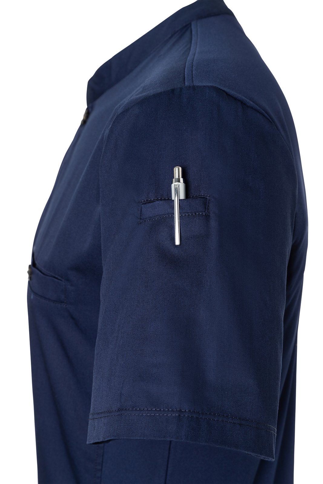 Kochjacke Herren Marine – Kurzarm Arbeitsshirt Performance, Detailansicht
