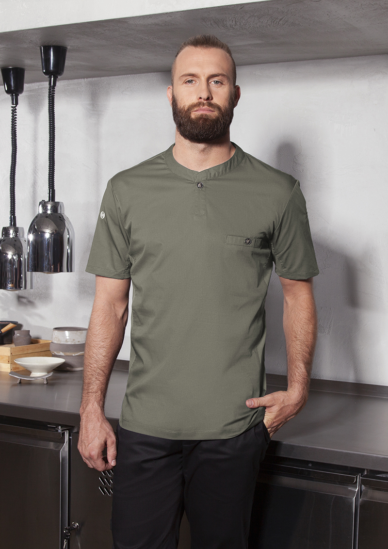 Kochjacke Herren Salbei – Kurzarm Arbeitsshirt Performance