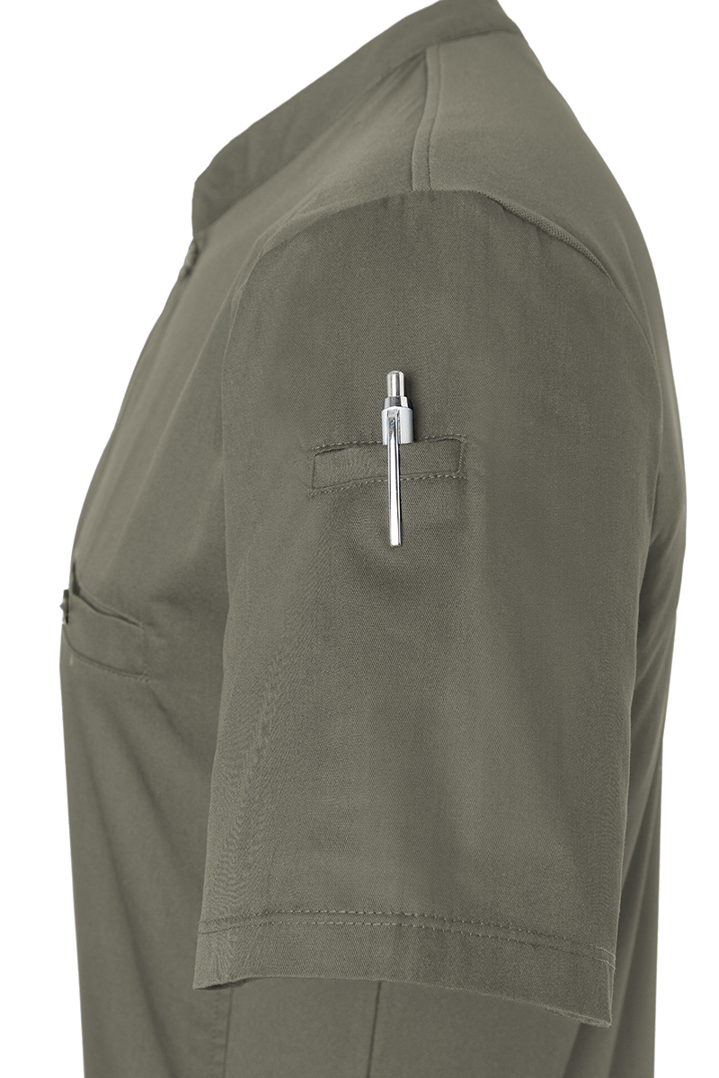 Kochjacke Herren Salbei – Kurzarm Arbeitsshirt Performance, Detailansicht