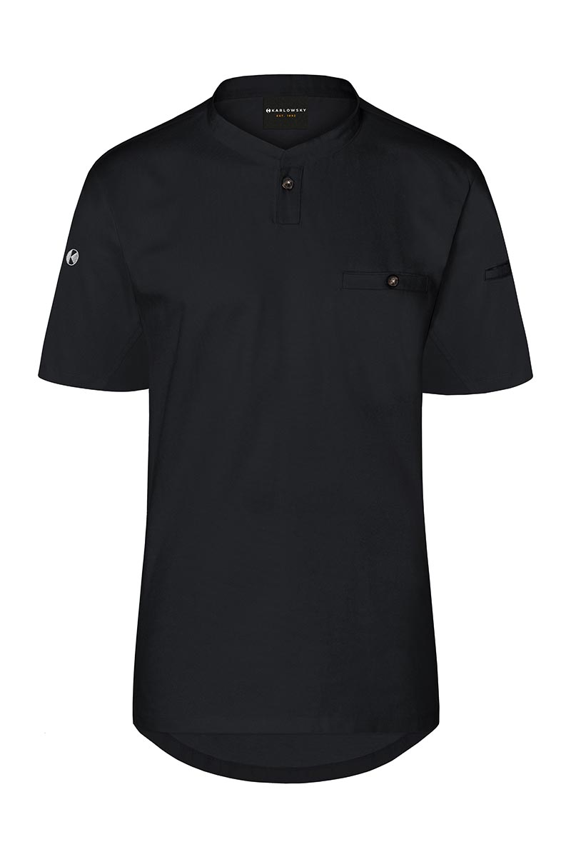 Kochjacke Herren Schwarz – Kurzarm Arbeitsshirt Performance, Detailansicht