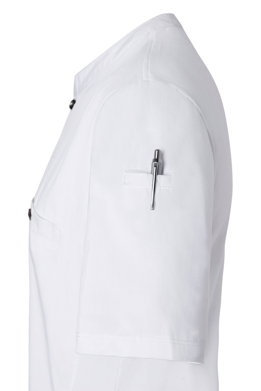 Kochjacke Herren Weiß – Kurzarm Arbeitsshirt Performance, Detailansicht