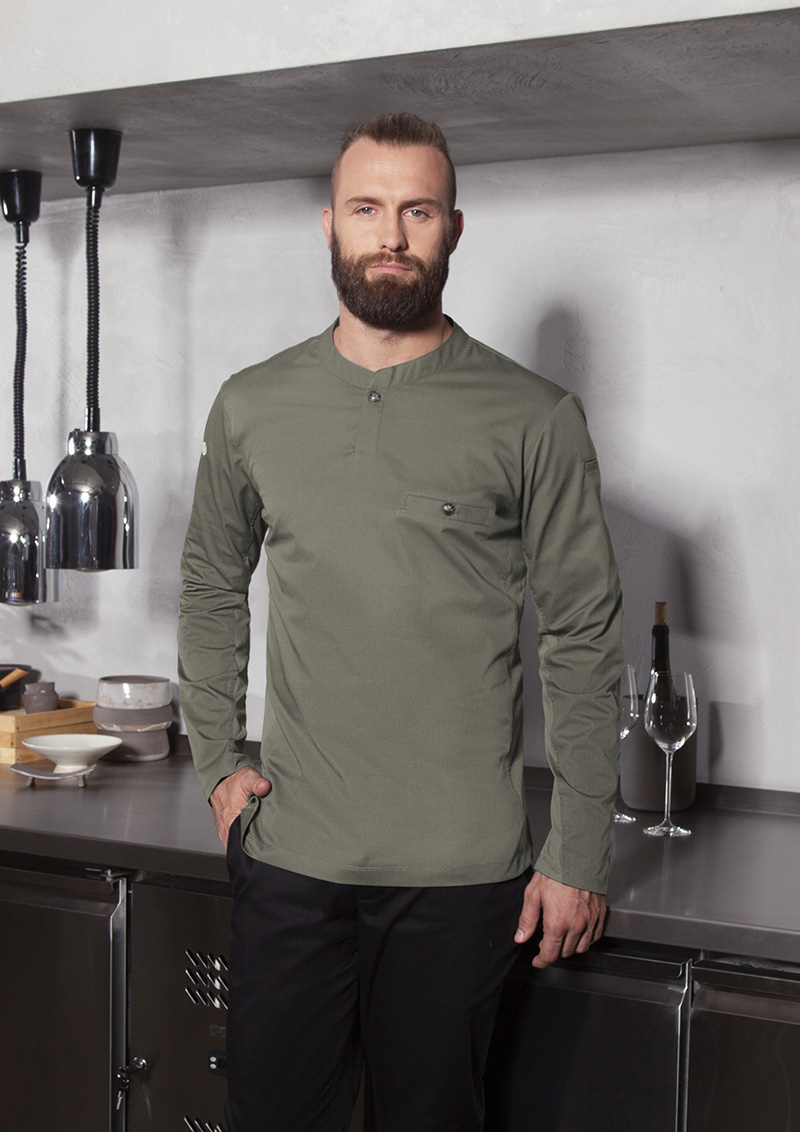 Kochjacke Herren Salbei – Langarm Arbeitsshirt Performance