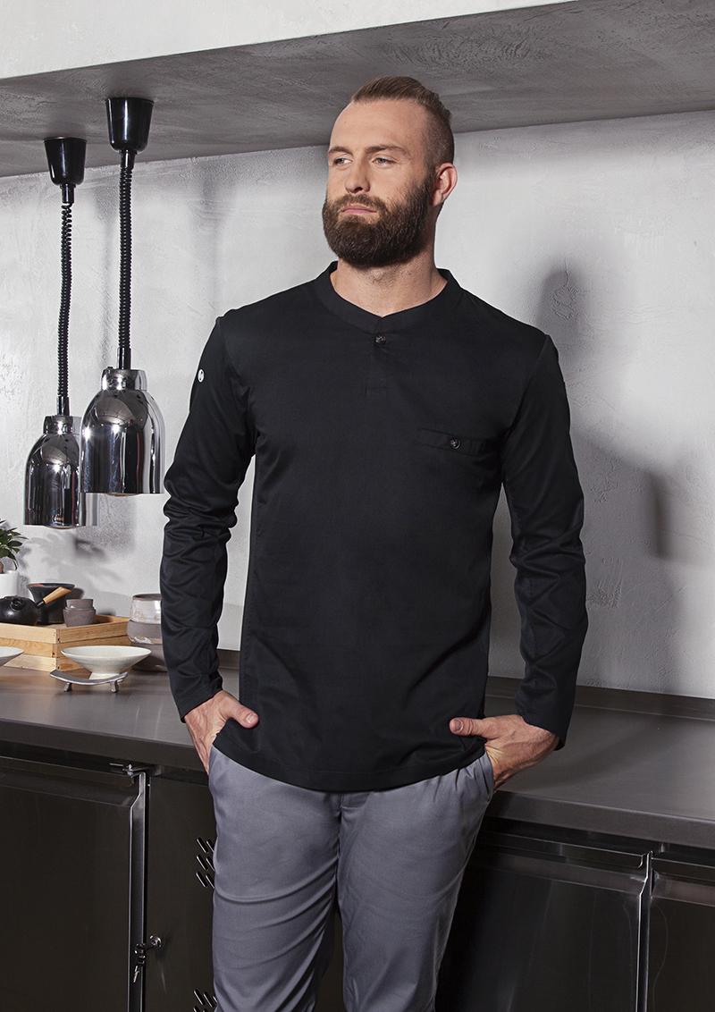Kochjacke Herren Schwarz – Langarm Arbeitsshirt Performance
