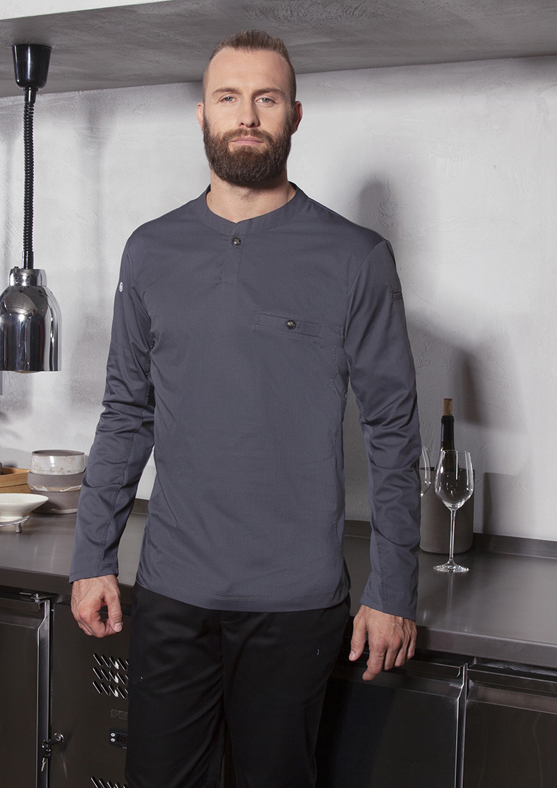 Kochjacke Herren Anthrazit – Langarm Arbeitsshirt Performance