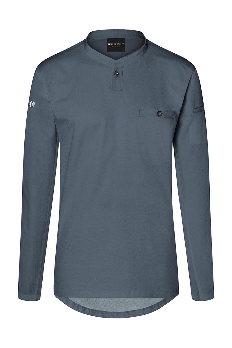 Kochjacke Herren Anthrazit – Langarm Arbeitsshirt Performance, Detailansicht