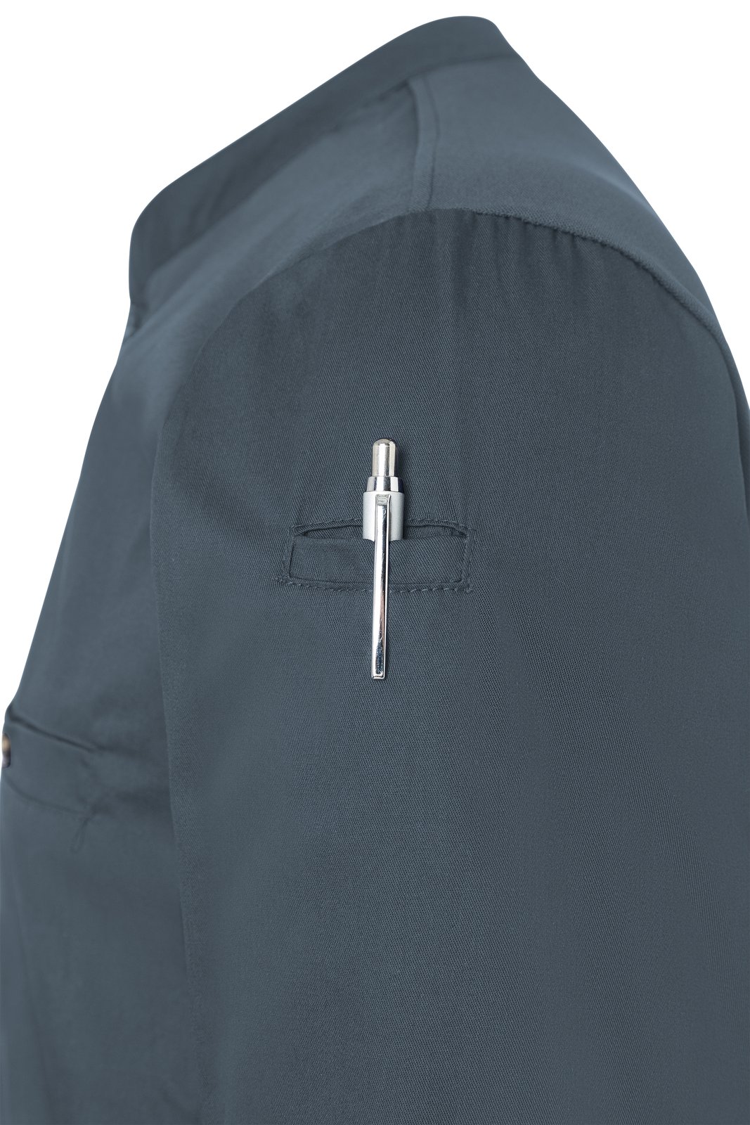 Kochjacke Herren Anthrazit – Langarm Arbeitsshirt Performance, Detailansicht