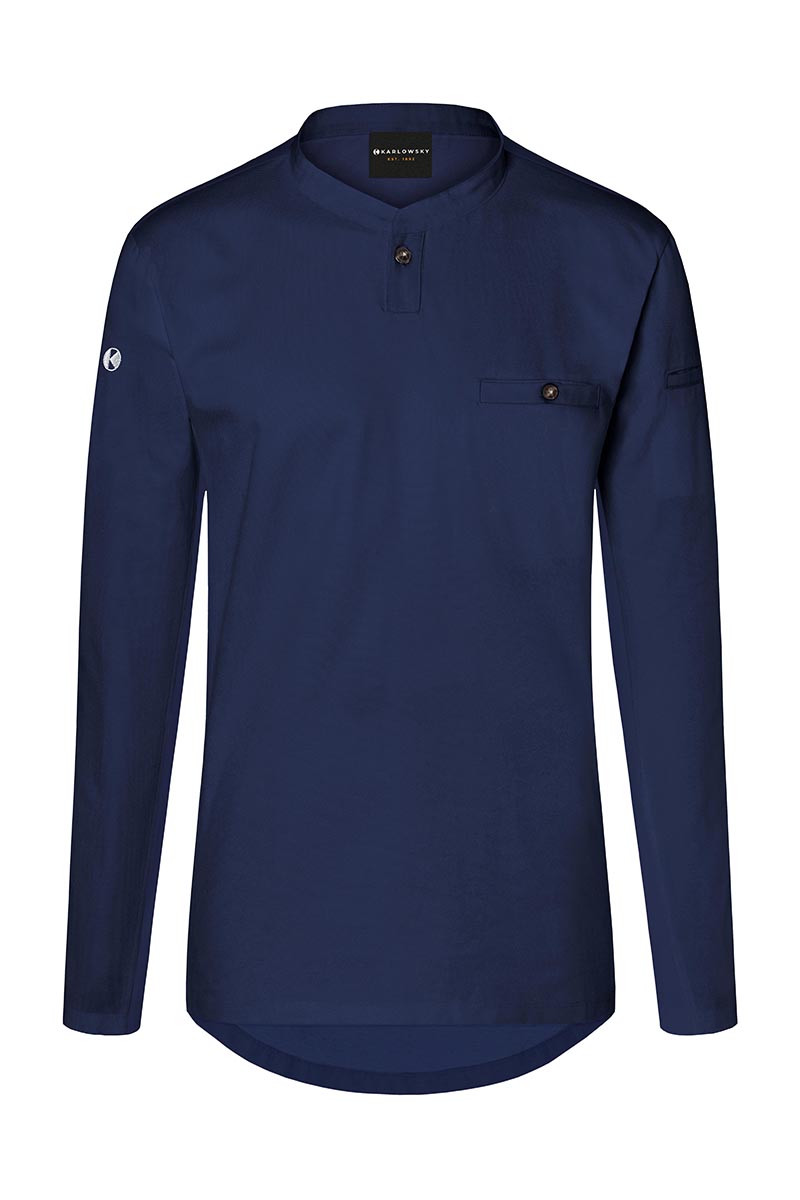 Kochjacke Herren Marine – Langarm Arbeitsshirt Performance, Detailansicht