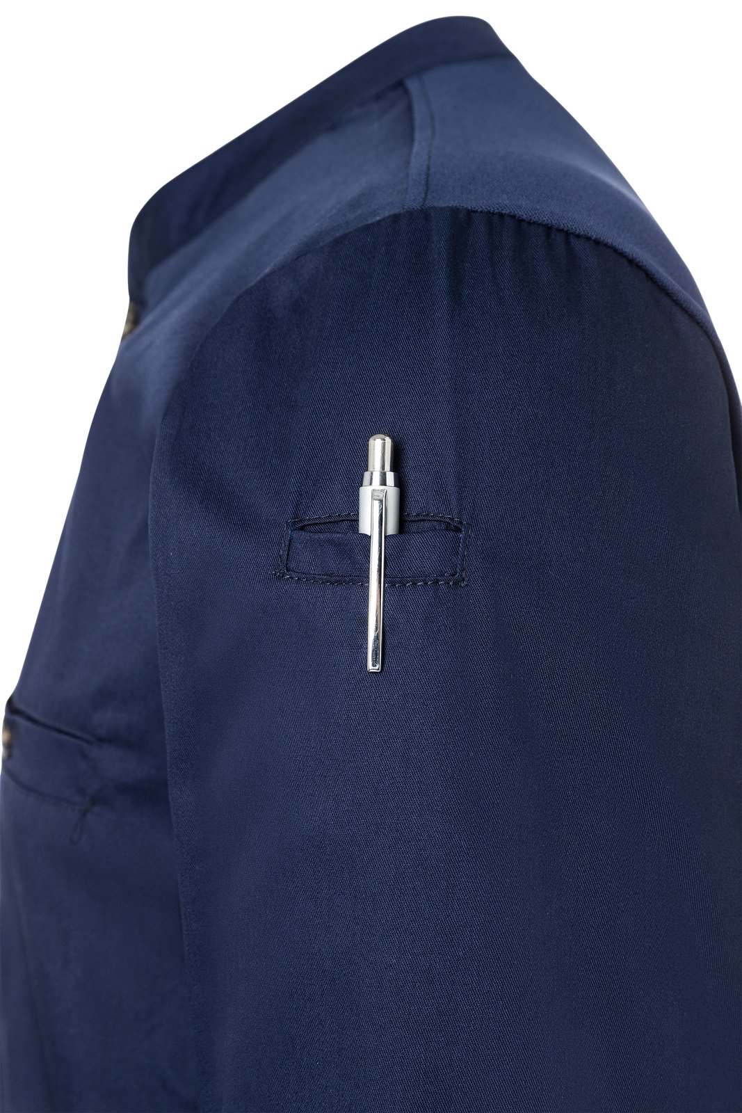 Kochjacke Herren Marine – Langarm Arbeitsshirt Performance, Detailansicht