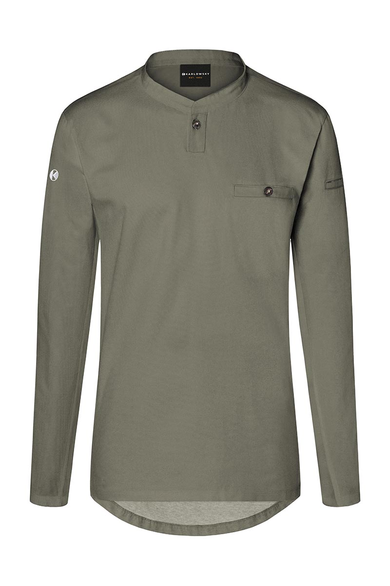 Kochjacke Herren Salbei – Langarm Arbeitsshirt Performance, Detailansicht