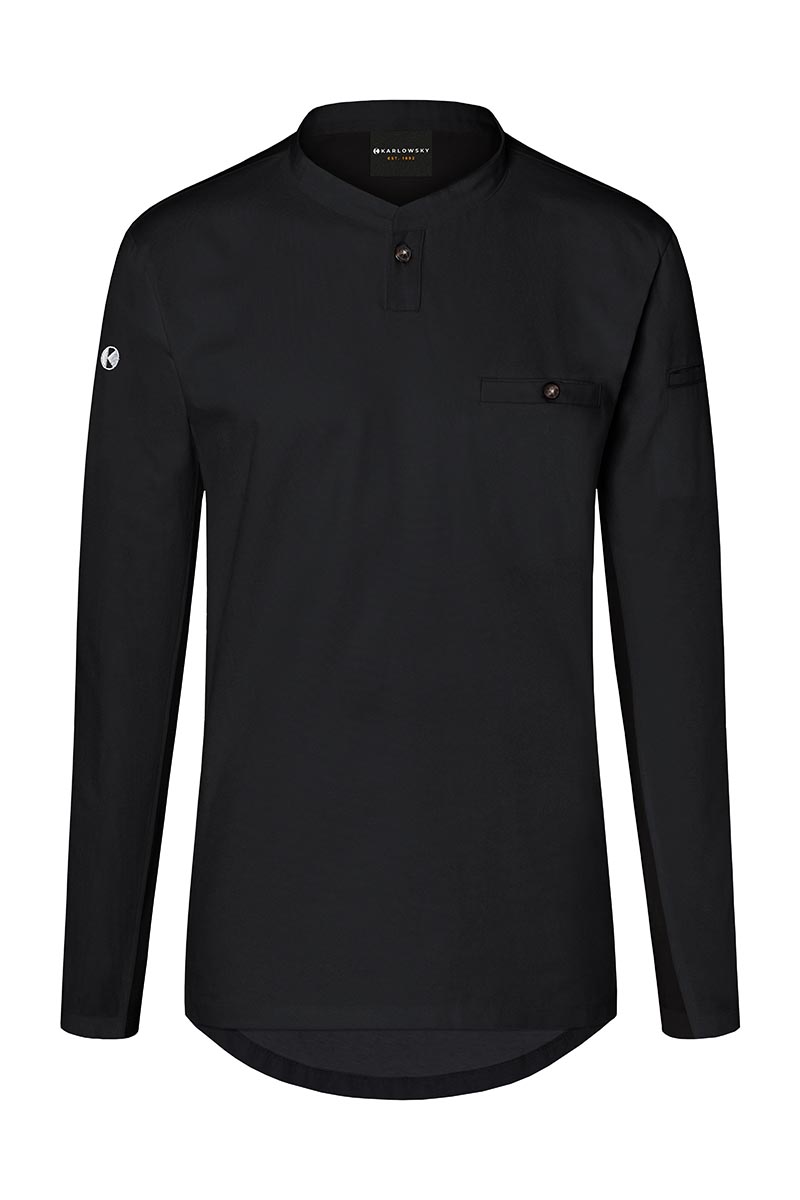 Kochjacke Herren Schwarz – Langarm Arbeitsshirt Performance, Detailansicht