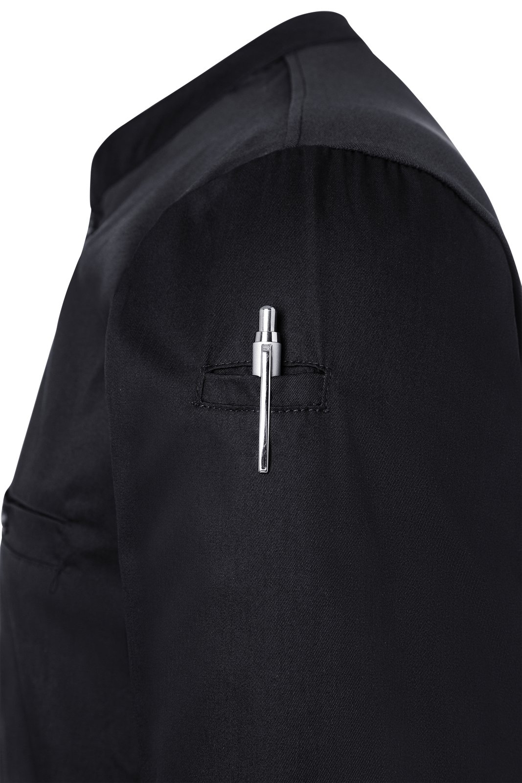 Kochjacke Herren Schwarz – Langarm Arbeitsshirt Performance, Detailansicht