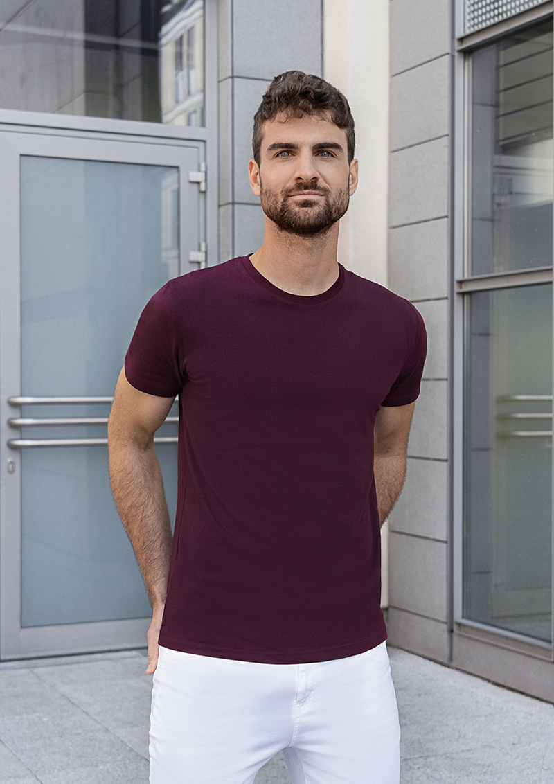 T-Shirt Herren Aubergine – Herren Workwear T-Shirt Casual-Flair