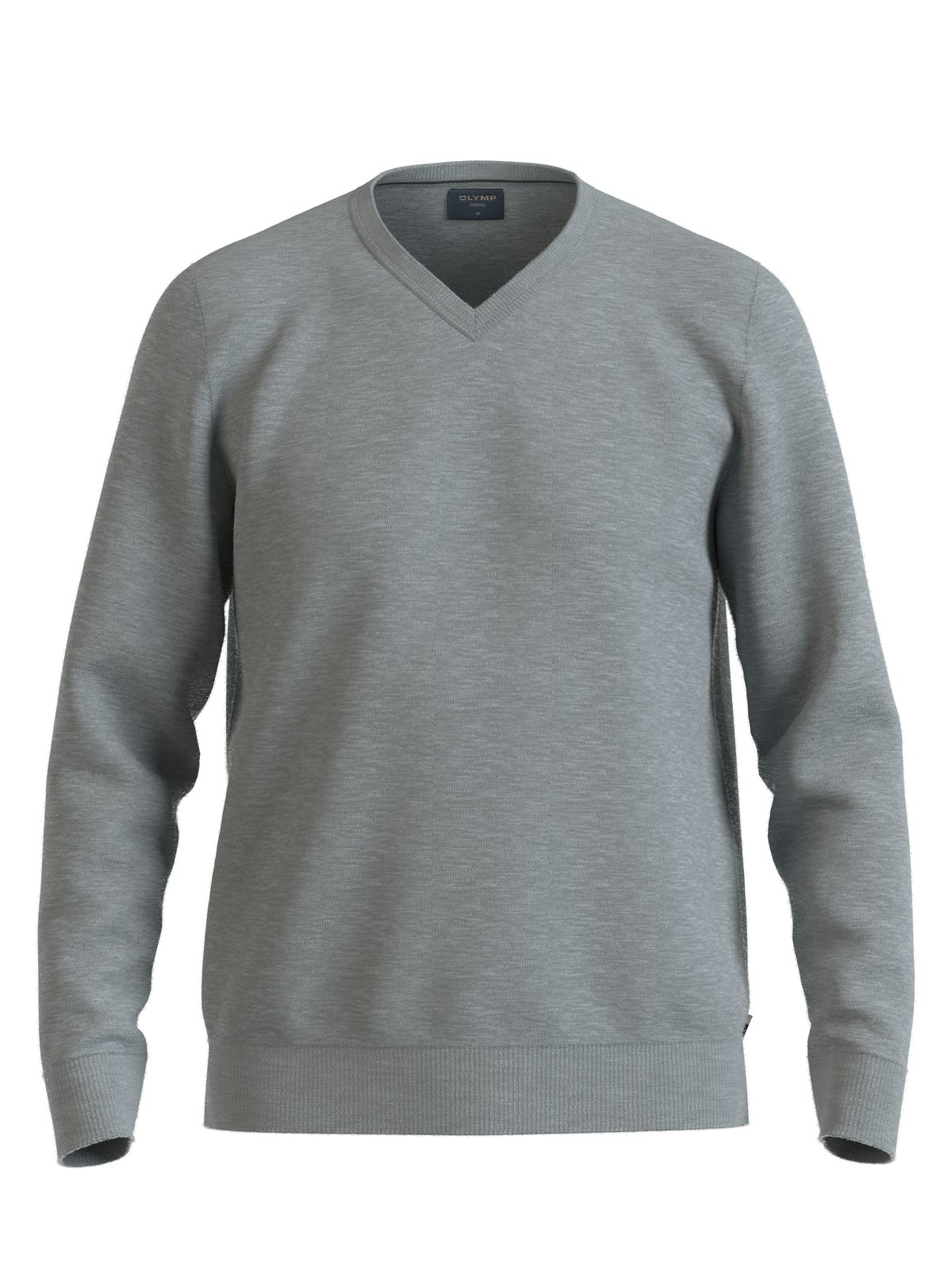 Pullover Herren Silbergrau – OLYMP Casual Strick Regular Fit, Detailansicht