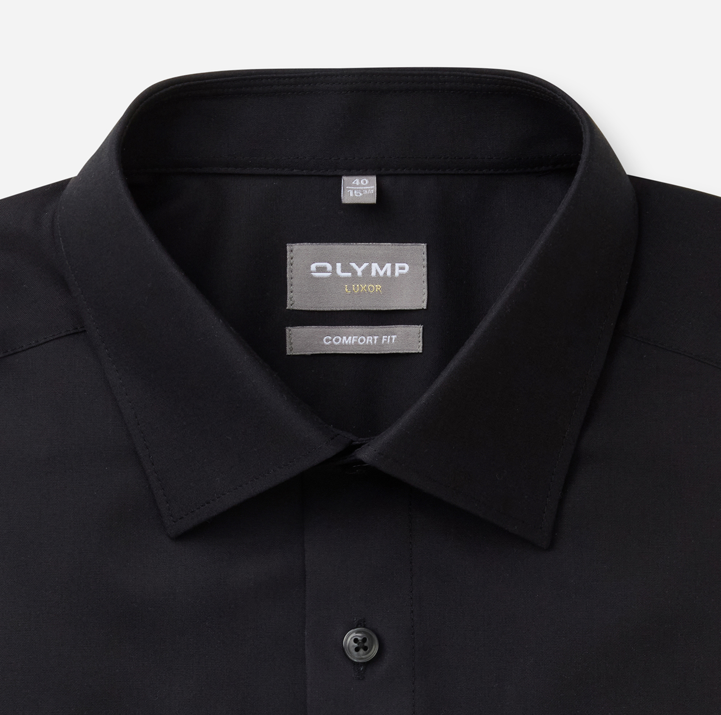Hemd Herren Schwarz – OLYMP Luxor Comfort Fit, Detailansicht