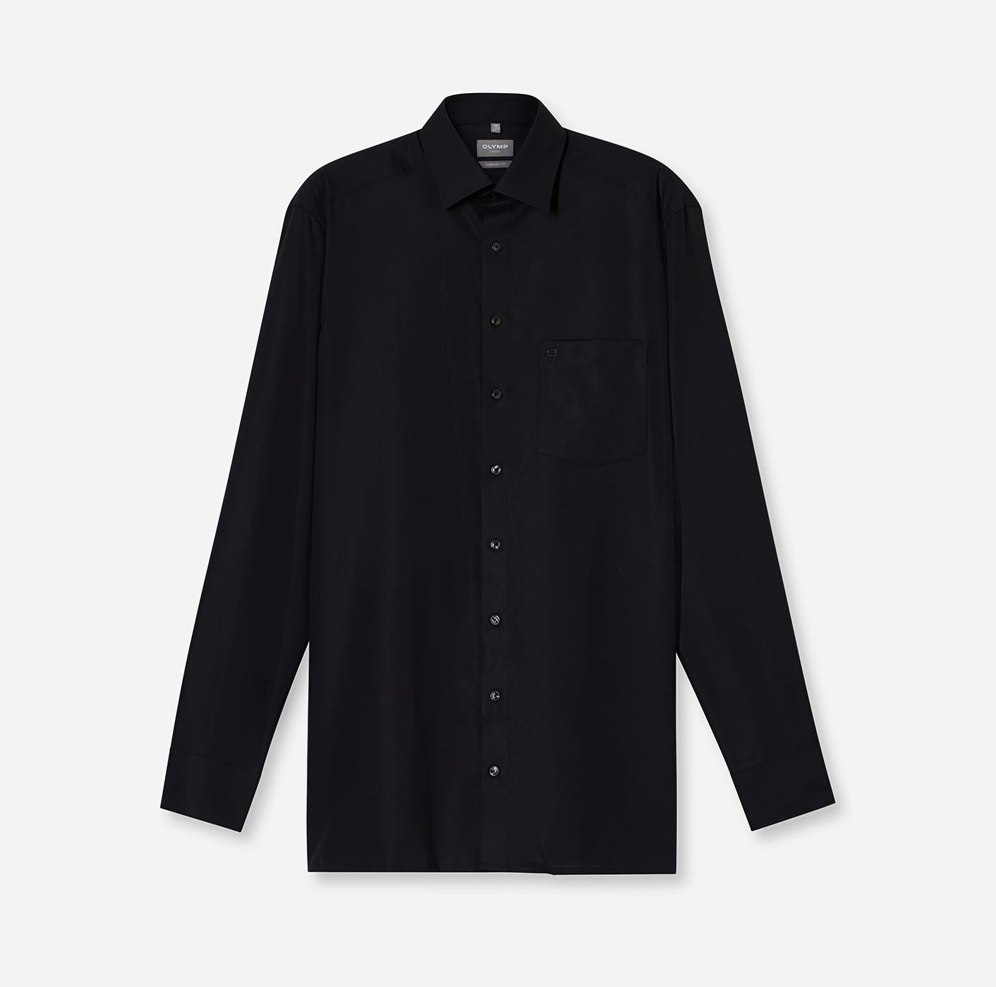 Hemd Herren Schwarz – OLYMP Luxor Comfort Fit, Detailansicht
