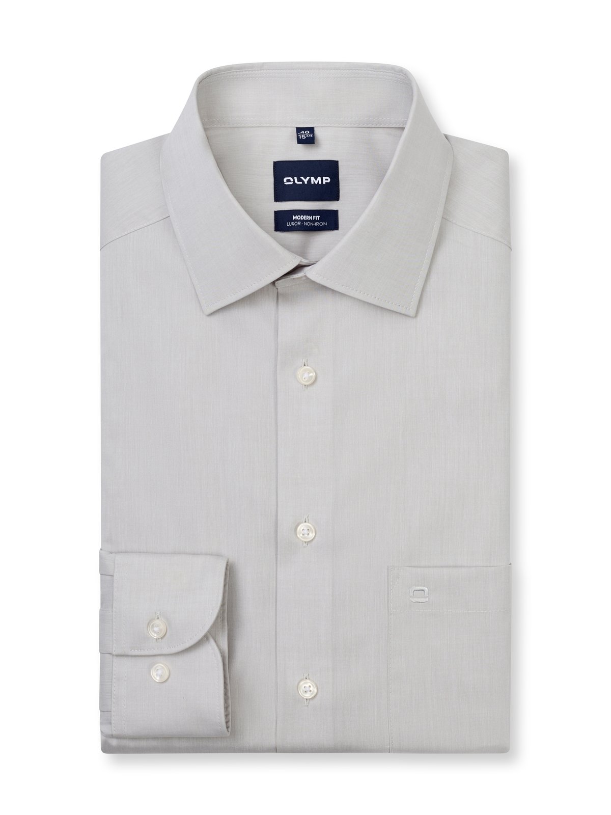Hemd Herren Silbergrau – OLYMP Luxor Modern Fit, Detailansicht
