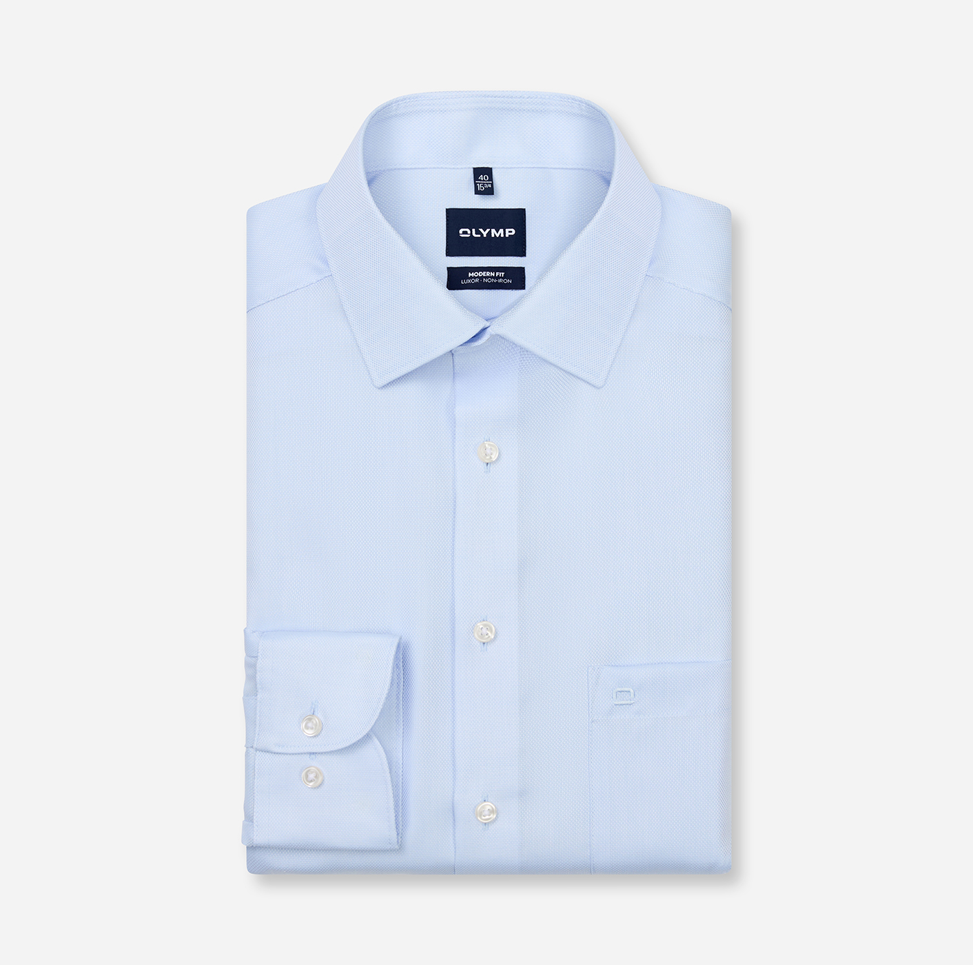 Hemd Herren Bleu – OLYMP Luxor Modern Fit, Detailansicht