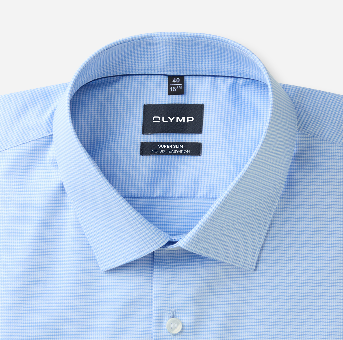 Hemd Herren Bleu – OLYMP No. Six Super Slim, Detailansicht