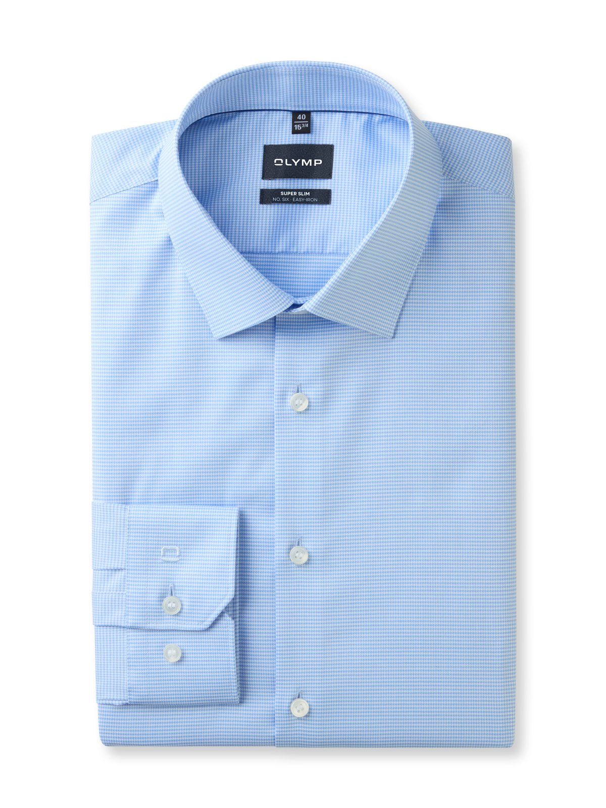Hemd Herren Bleu – OLYMP No. Six Super Slim, Detailansicht