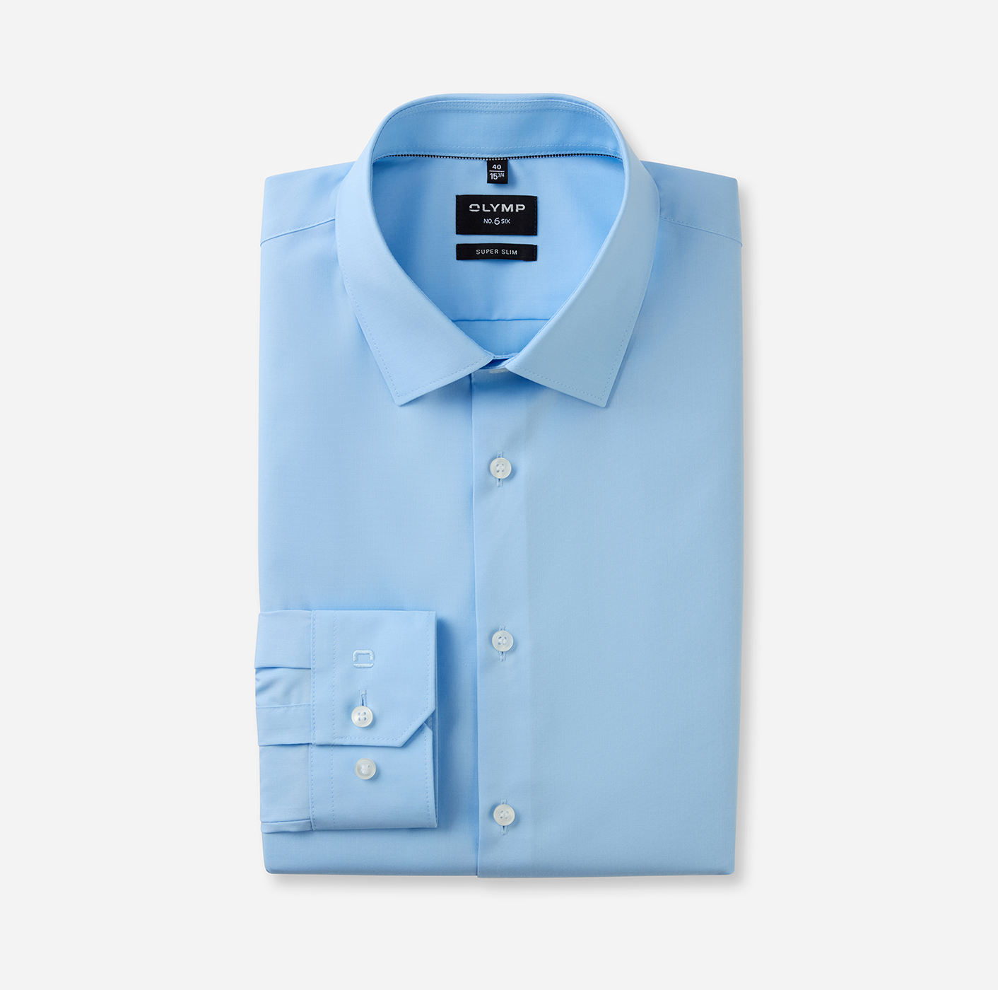 Hemd Herren Hellblau – OLYMP No. Six Super Slim Extra langer Arm, Detailansicht