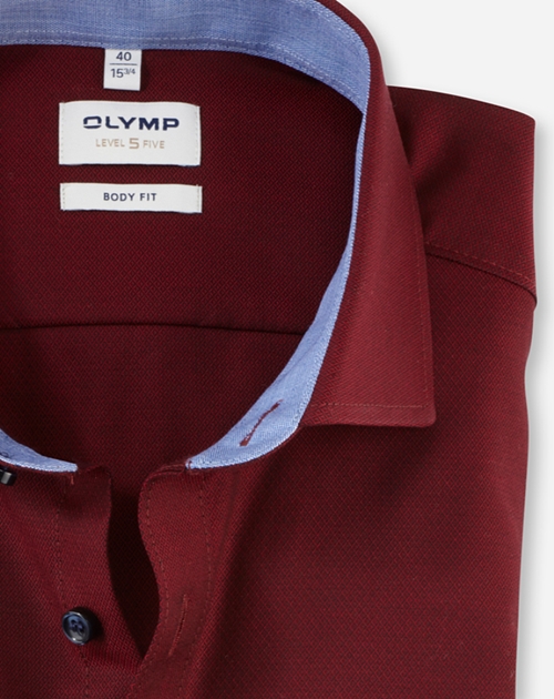 Hemd Herren Dunkelrot – OLYMP Level Five Body Fit, Detailansicht