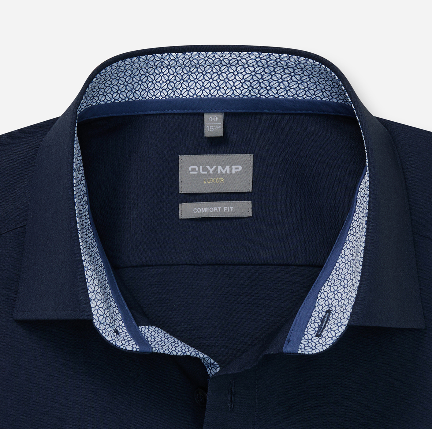 Hemd Herren Kobalt – OLYMP Luxor Comfort Fit, Detailansicht