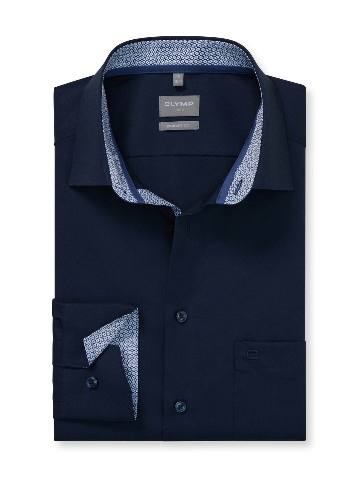 Hemd Herren Kobalt – OLYMP Luxor Comfort Fit, Detailansicht
