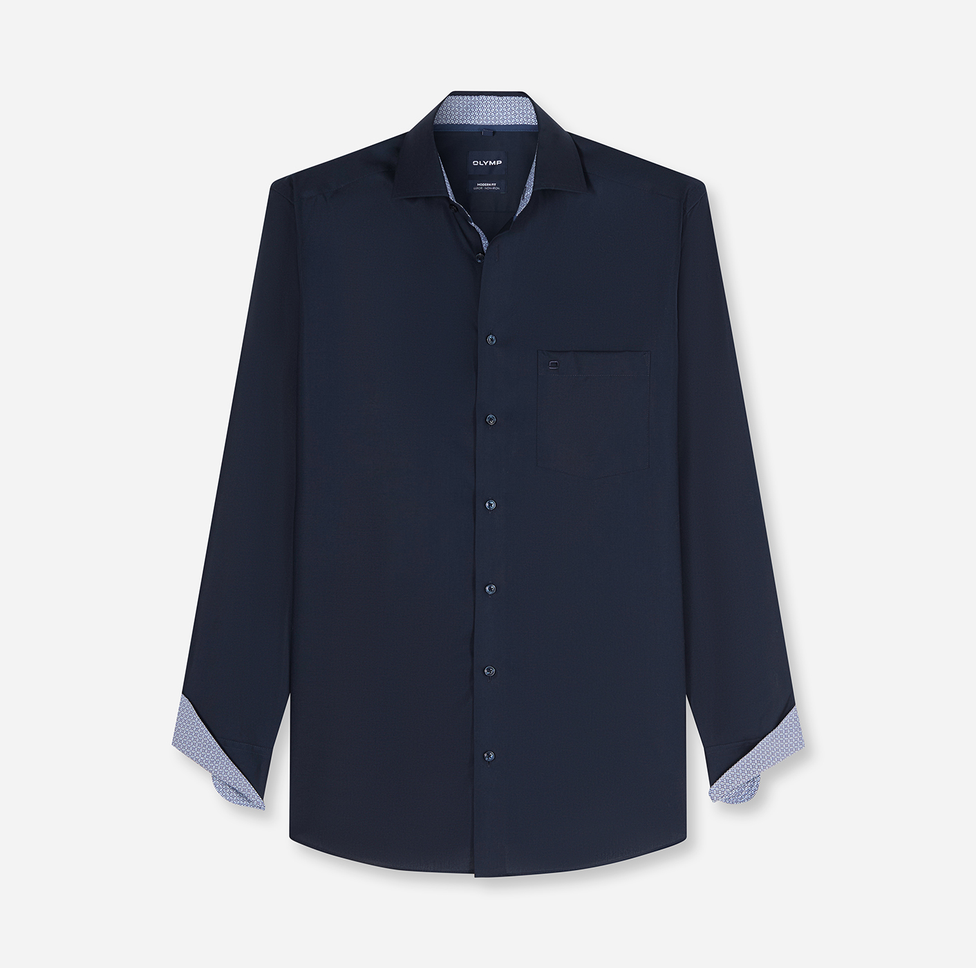 Hemd Herren Kobalt – OLYMP Luxor Modern Fit, Detailansicht