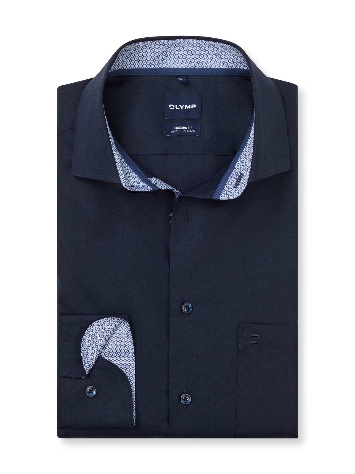 Hemd Herren Kobalt – OLYMP Luxor Modern Fit, Detailansicht