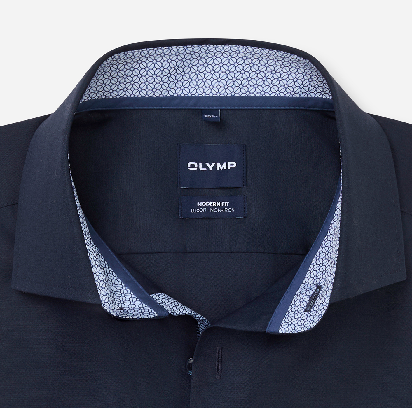 Hemd Herren Kobalt – OLYMP Luxor Modern Fit Extra langer Arm, Detailansicht