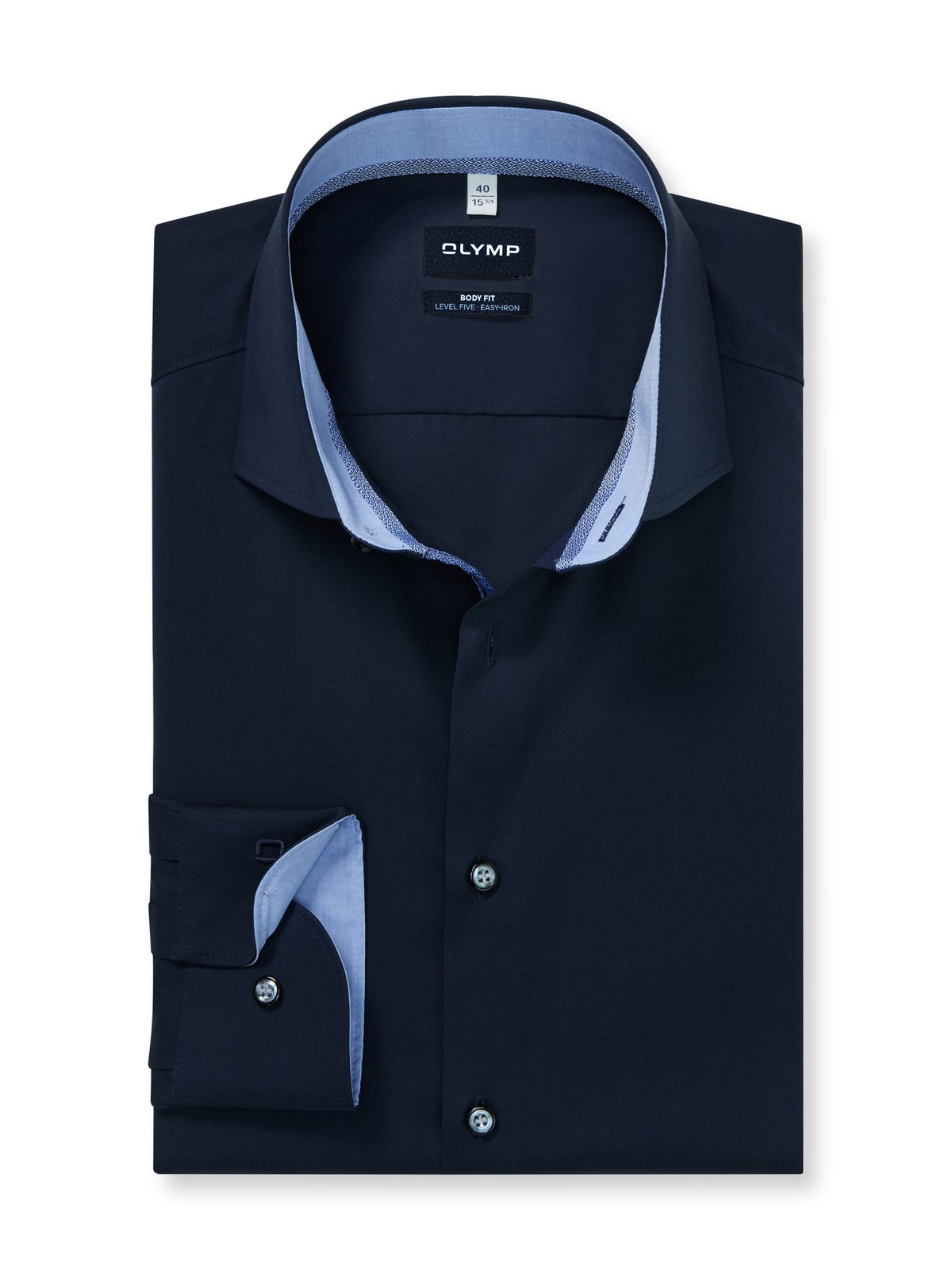 Hemd Herren Kobalt – OLYMP Level Five Body Fit, Detailansicht