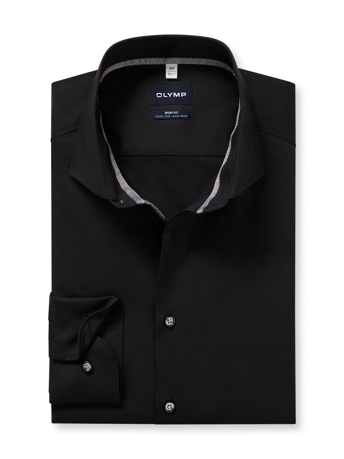 Hemd Herren Schwarz – OLYMP Level Five Body Fit, Detailansicht