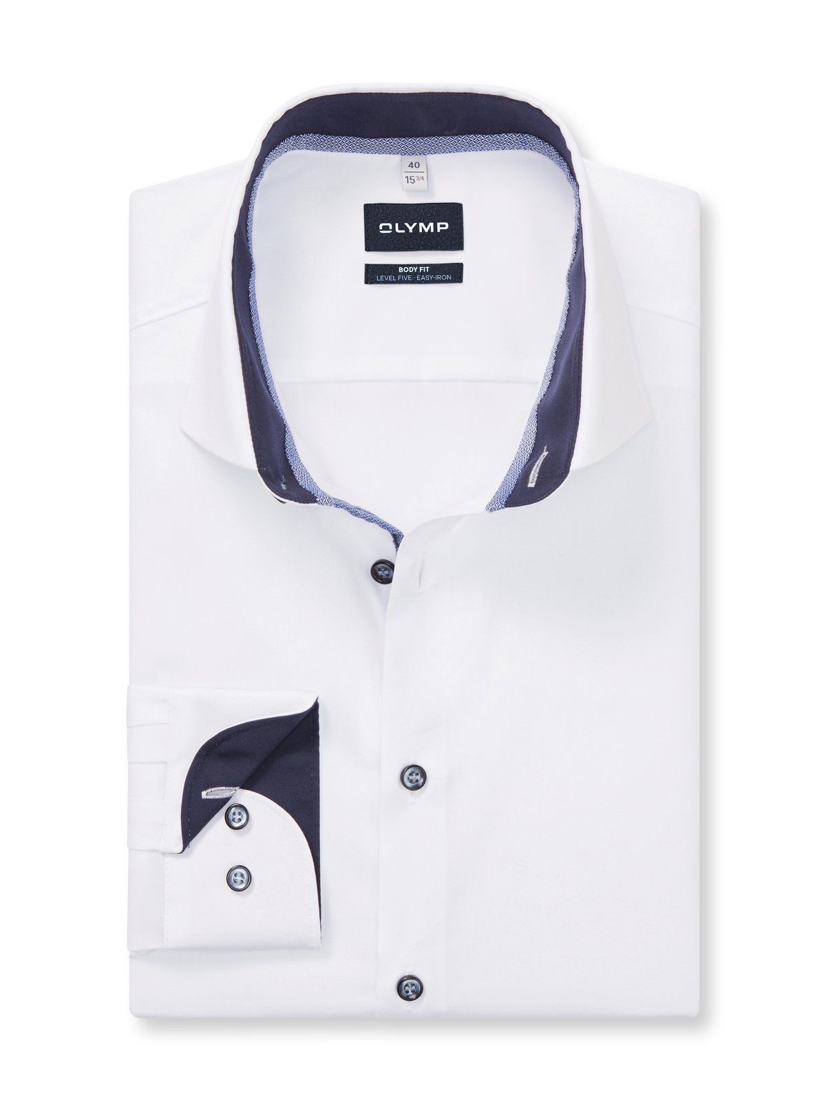 Hemd Herren Weiß – OLYMP Level Five Body Fit Extra langer Arm, Detailansicht