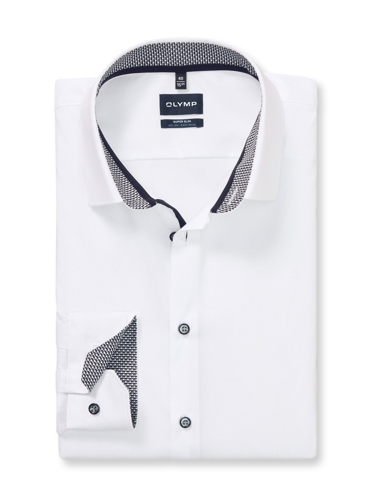Hemd Herren Weiß – OLYMP No. Six Super Slim, Detailansicht