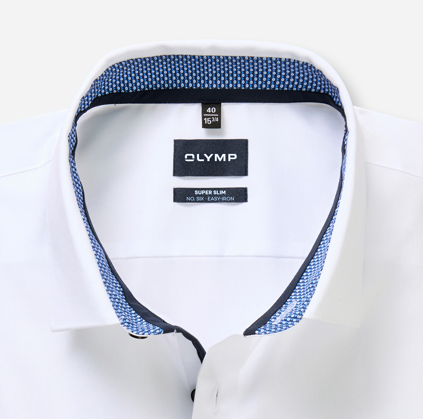 Hemd Herren Marine – OLYMP No. Six Super Slim Extra langer Arm, Detailansicht